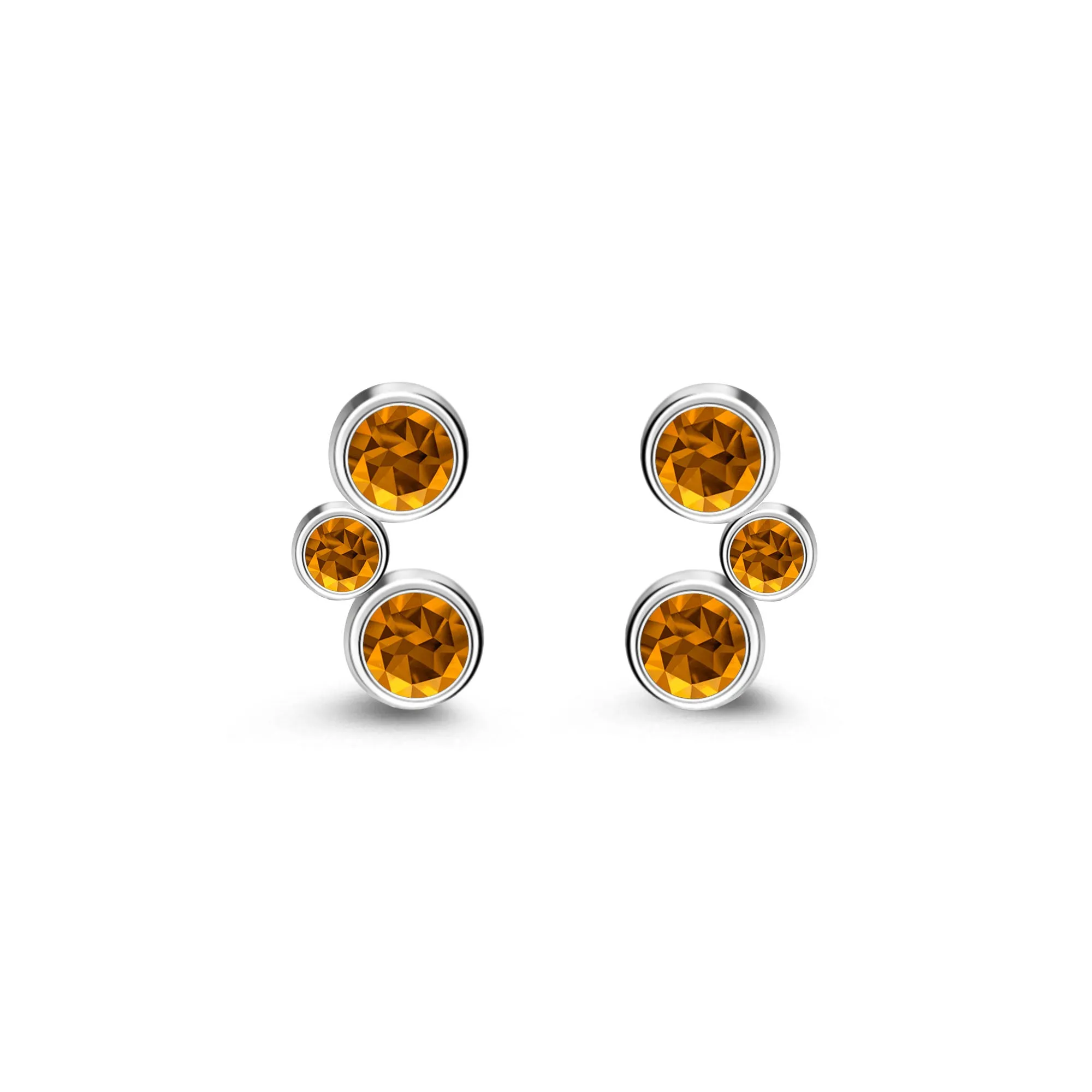 Sterling Silver Citrine Bubble Stud Earrings