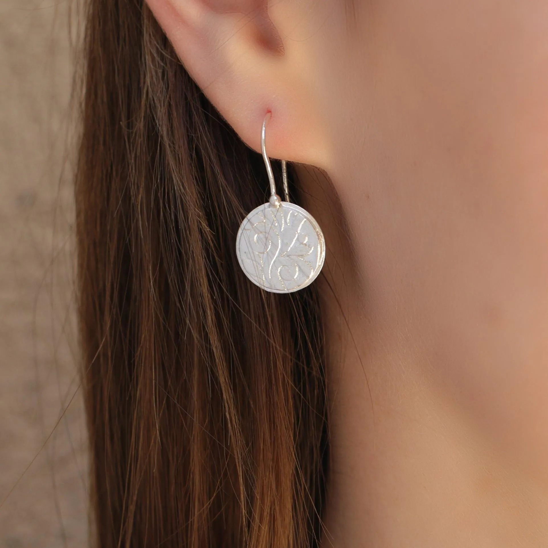 Sterling Silver Disc Earrings