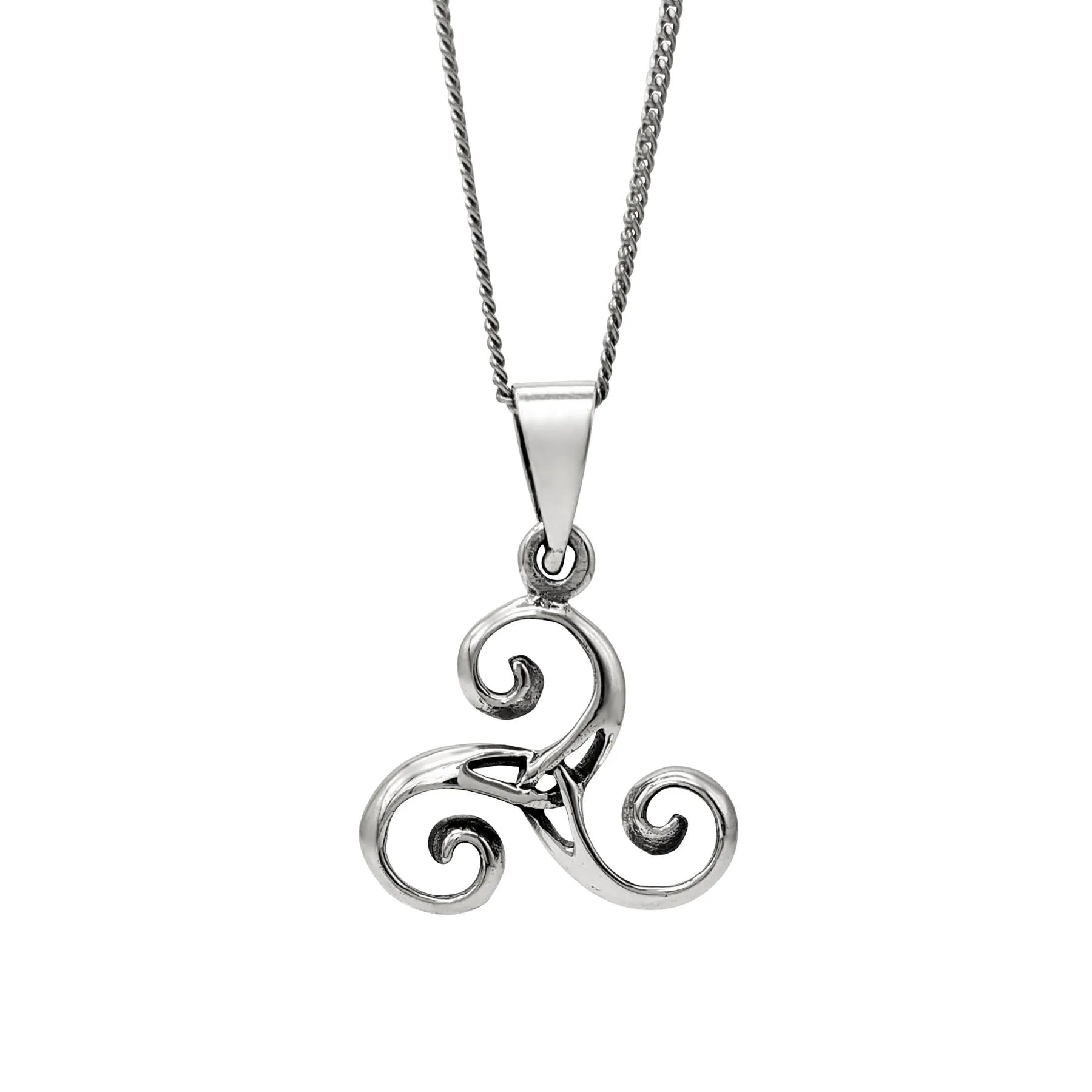 Sterling Silver Large Celtic Triskele Pendant - Triskelion Necklace