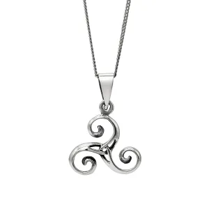 Sterling Silver Large Celtic Triskele Pendant - Triskelion Necklace
