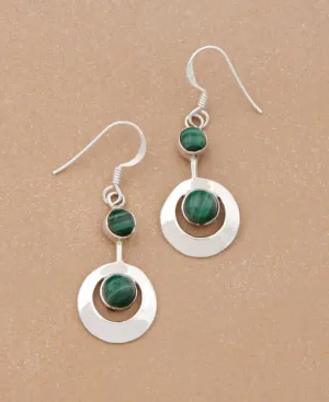 Sterling Silver Modern Malachite Earrings