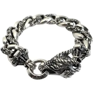 Sterling Silver Rider Dragon Mens Bracelet