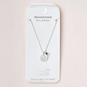 Stone Intention Charm Necklace - Moonstone / Silver