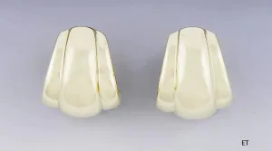 Stunning Italian 18K Yellow Gold Hoop Huggie Stud Earrings