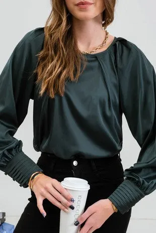 Suki Emerald Green Satin Top
