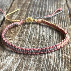 Sunset Hues Hemp Bracelet or Anklet Braided Macrame Surfer Unisex