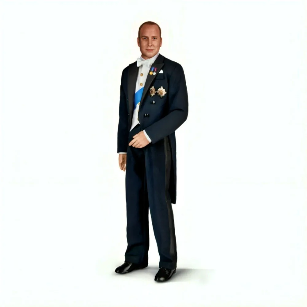 The Ashton-Drake Galleries The Royal House Of Windsor Portrait Doll Collection Issue #2: Prince William Handcrafted Poseable Doll in 2022 State Banquet Attire with Detailed Medals and Brooches 16-Inches