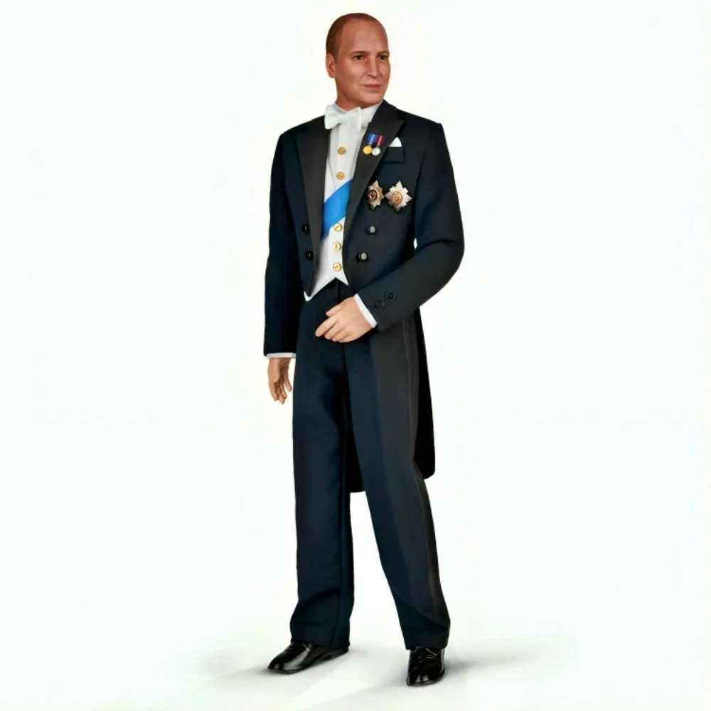 The Ashton-Drake Galleries The Royal House Of Windsor Portrait Doll Collection Issue #2: Prince William Handcrafted Poseable Doll in 2022 State Banquet Attire with Detailed Medals and Brooches 16-Inches