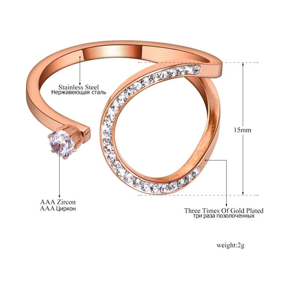 Titanium Stainless Steel Bohemia Geometric Rhinestone Ring Jewelry Exquisite CZ Crystal Rings For Women R19136