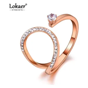 Titanium Stainless Steel Bohemia Geometric Rhinestone Ring Jewelry Exquisite CZ Crystal Rings For Women R19136