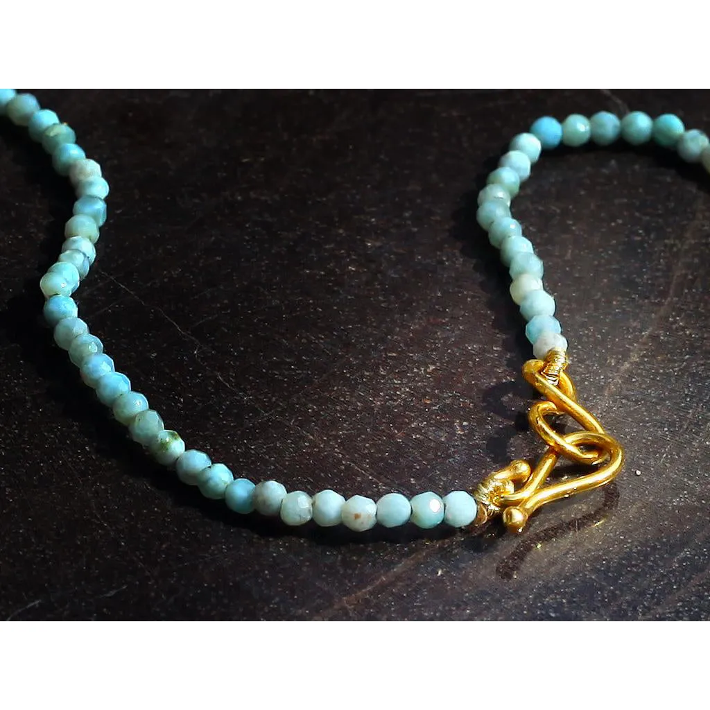 Tourmaline, Sapphire   Larimar 18k Gold Necklace