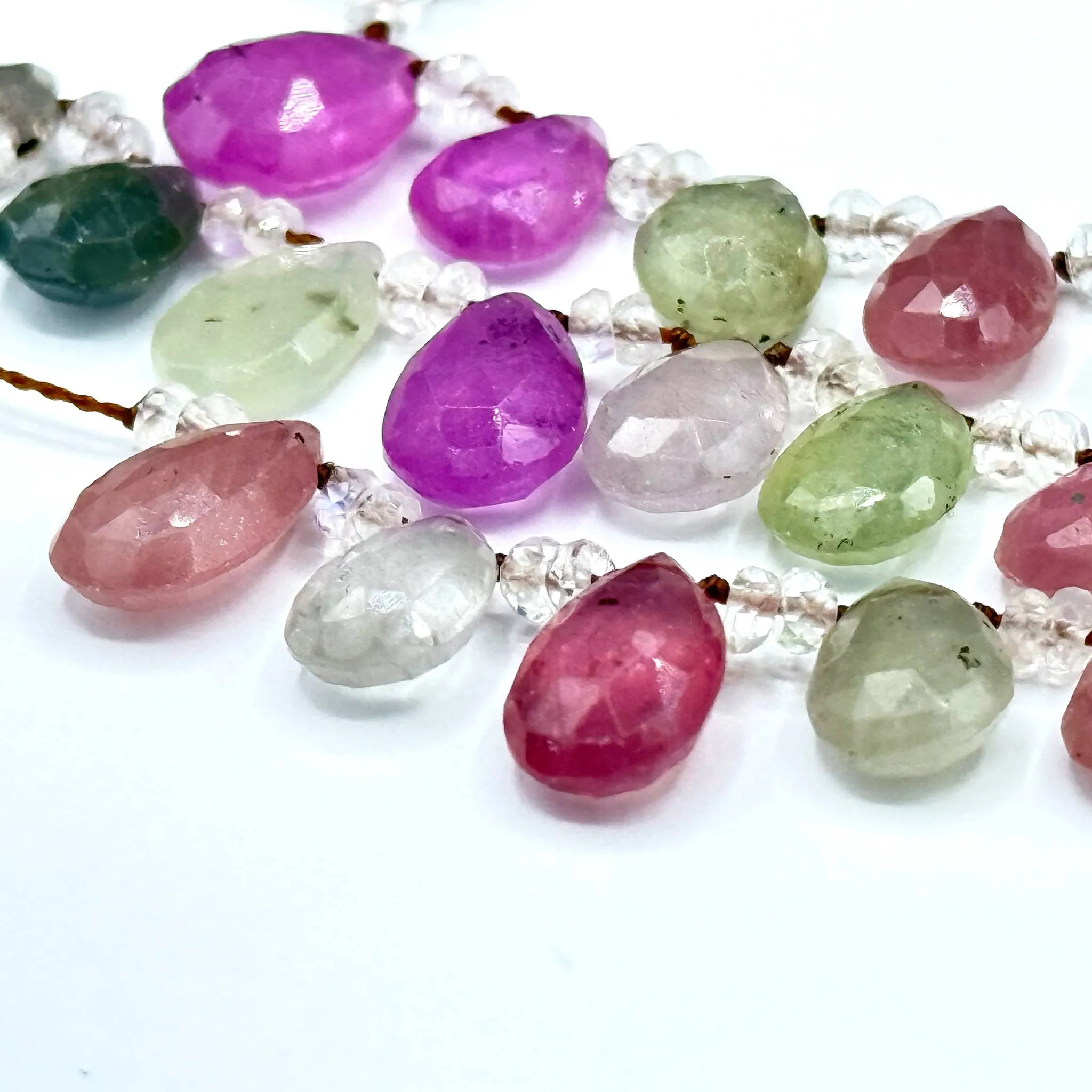 Tourmaline   White Sapphire 14k Gold Gemstone Necklace