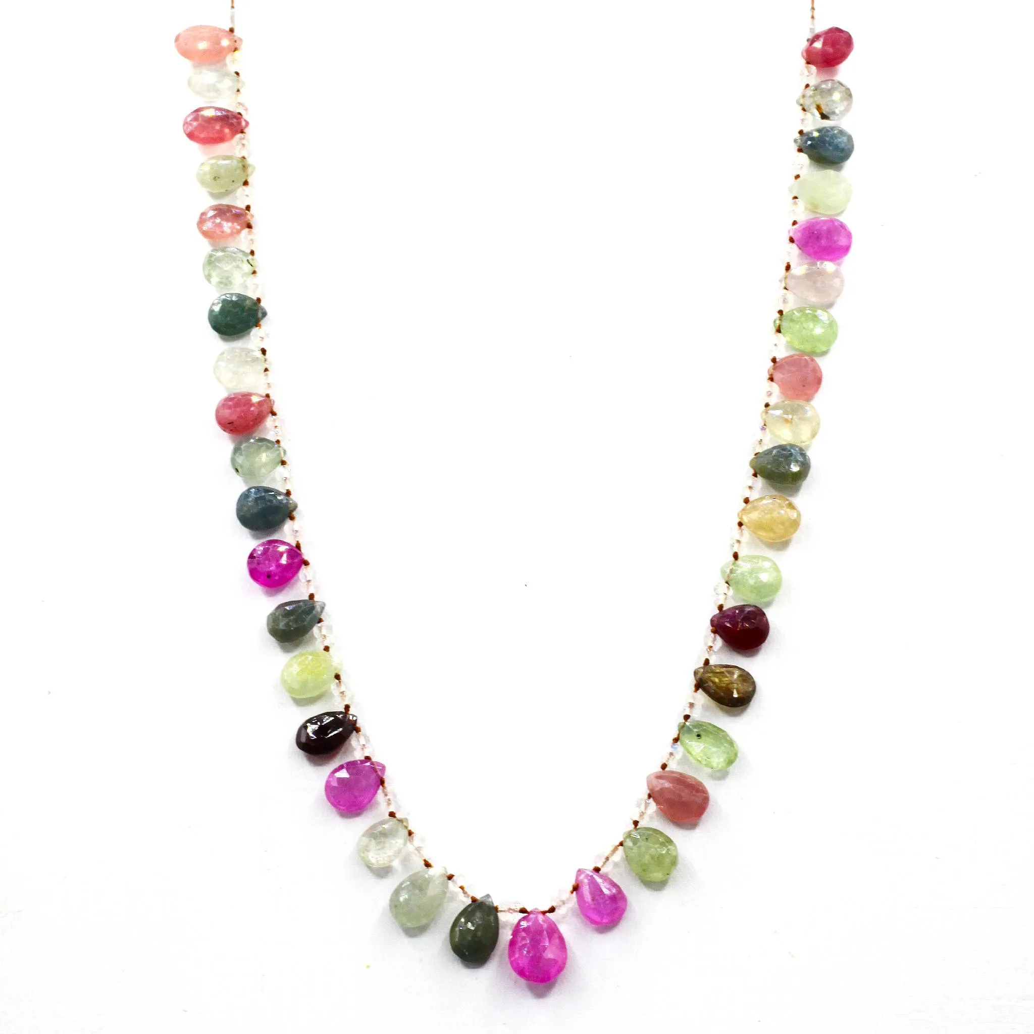 Tourmaline   White Sapphire 14k Gold Gemstone Necklace