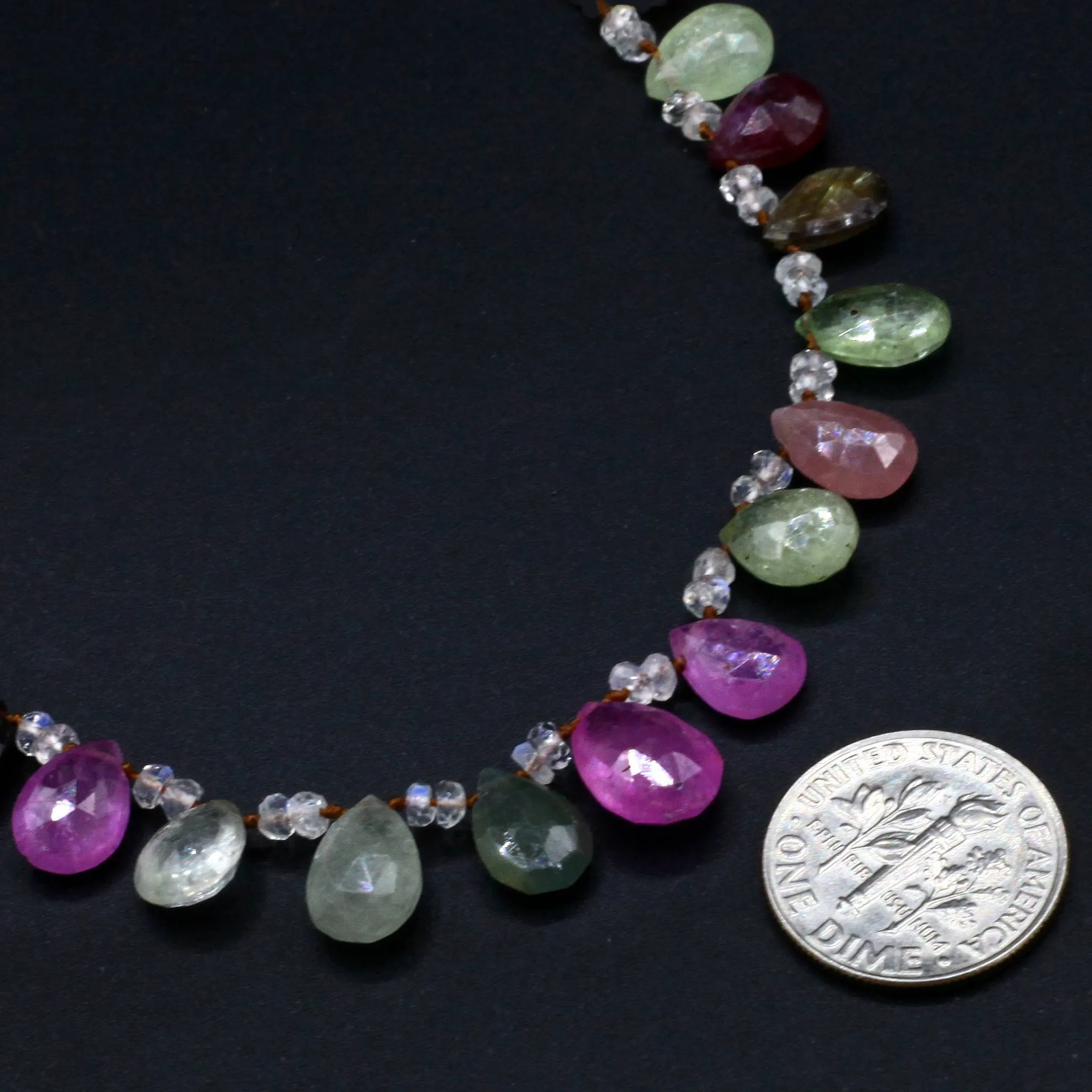 Tourmaline   White Sapphire 14k Gold Gemstone Necklace