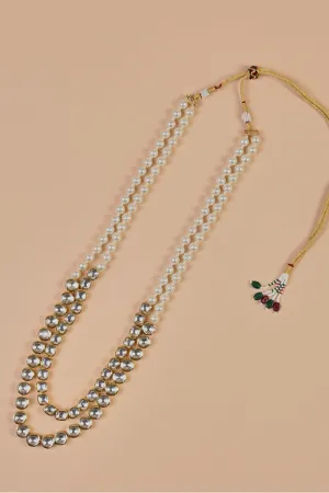 Transparent Two Layered Kundan And Pearl Mala