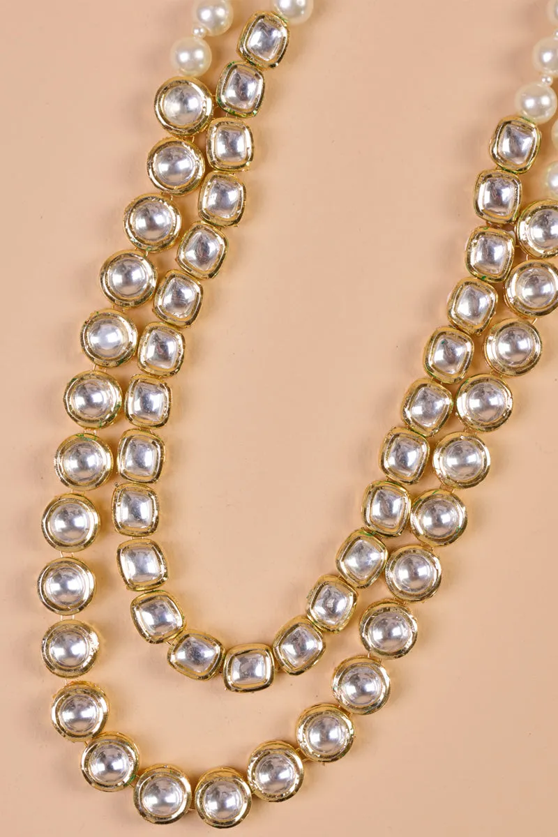 Transparent Two Layered Kundan And Pearl Mala