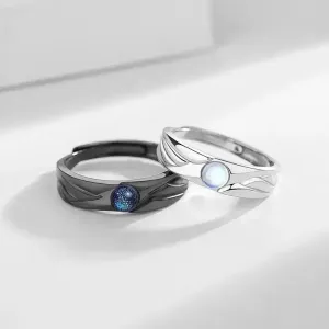Trendy Demons and Angels Adjustable Couple Rings Set