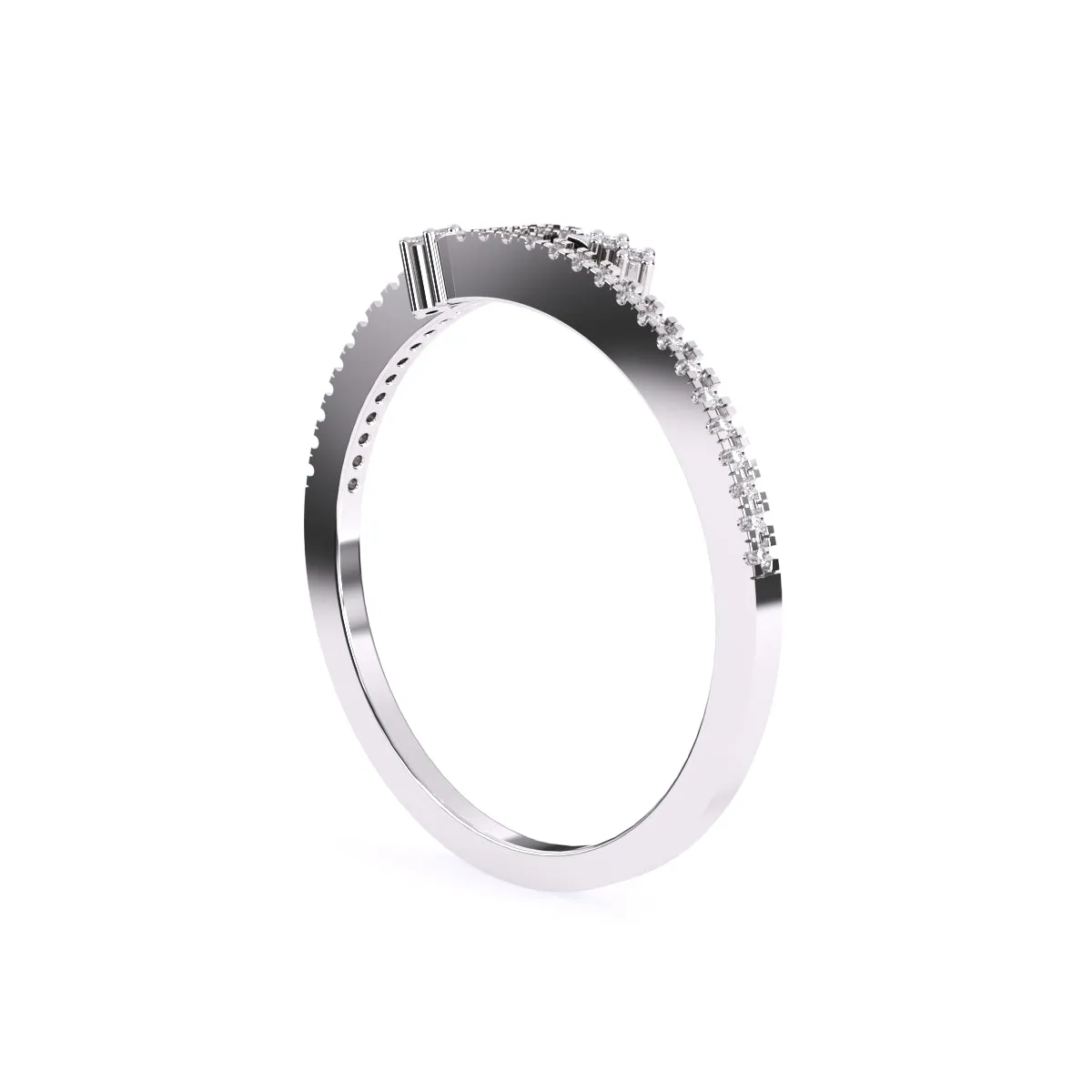 Trendy Round Diamond Bypass Wedding Band