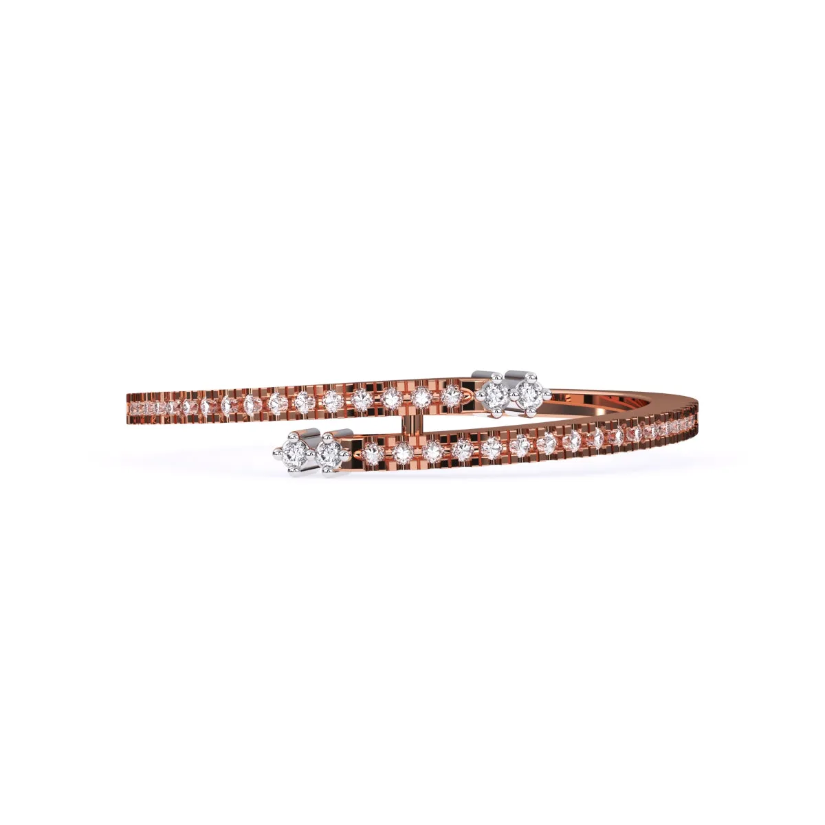 Trendy Round Diamond Bypass Wedding Band