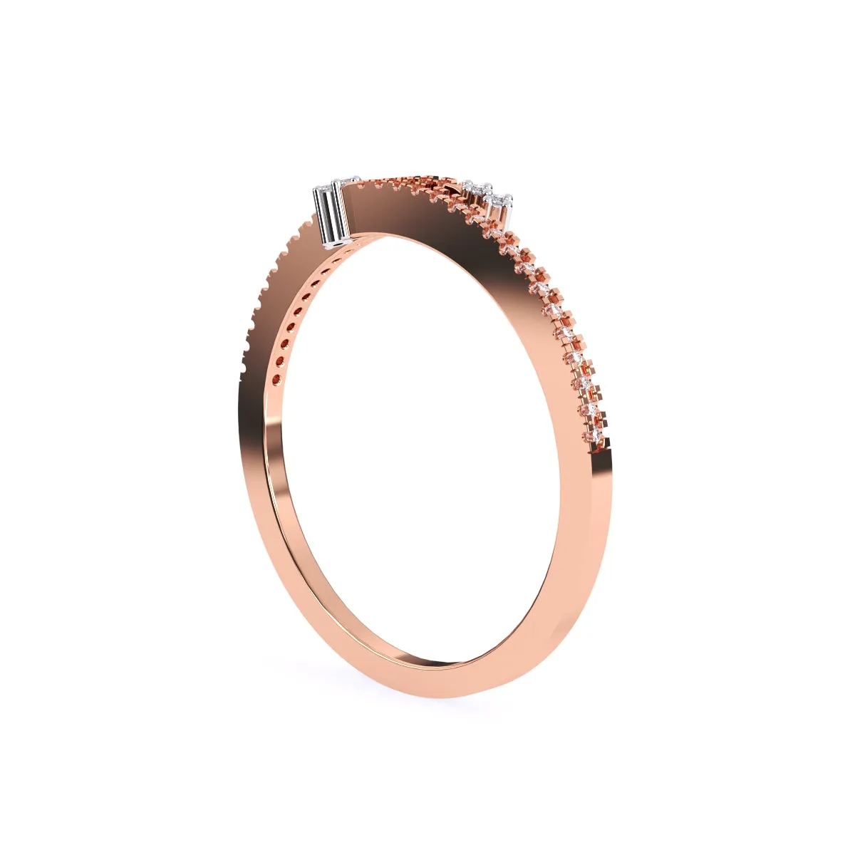 Trendy Round Diamond Bypass Wedding Band