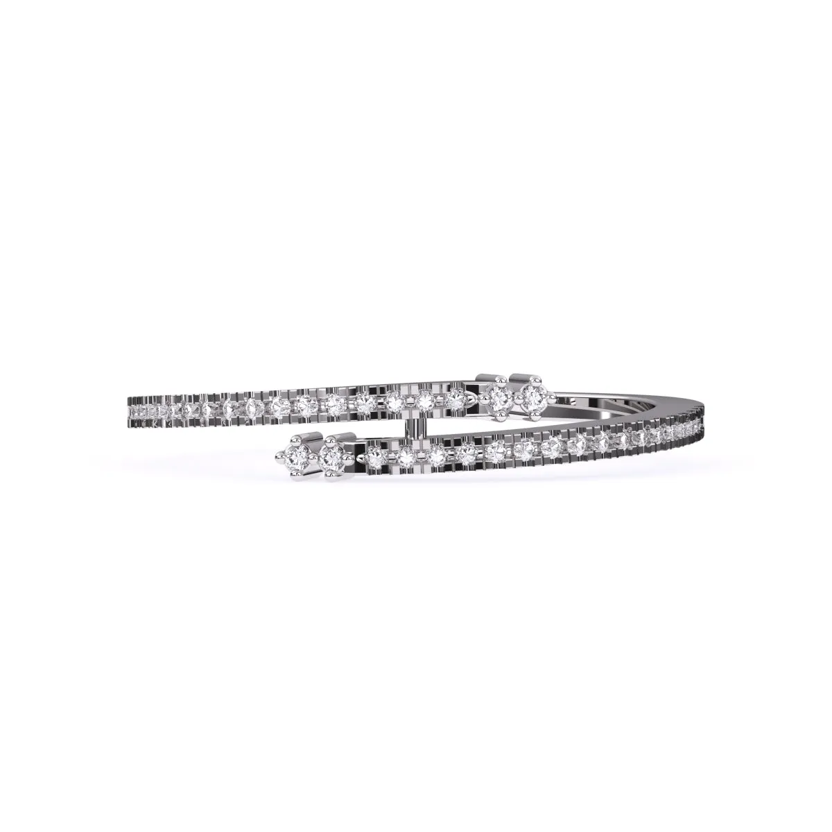Trendy Round Diamond Bypass Wedding Band