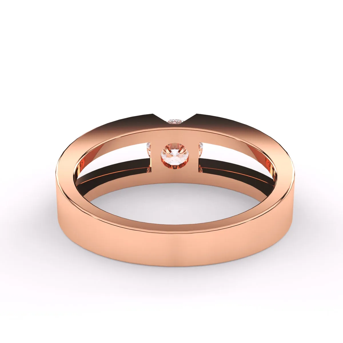 Trendy Round Solitaire Double Band Ring