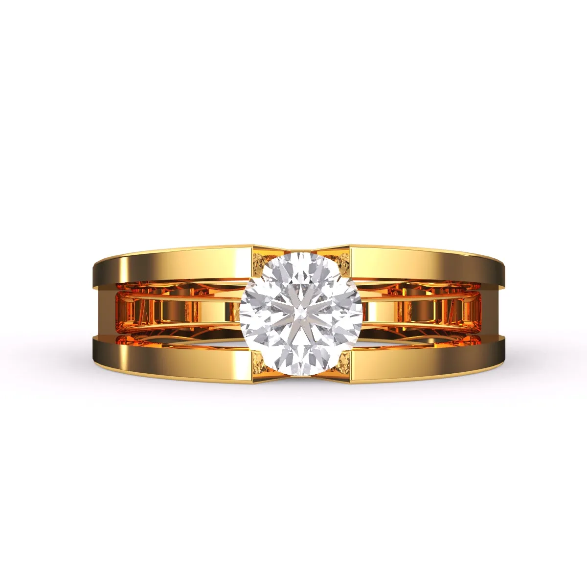 Trendy Round Solitaire Double Band Ring