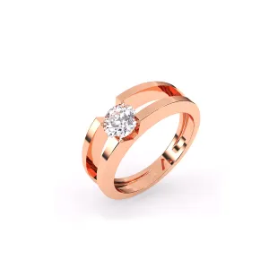 Trendy Round Solitaire Double Band Ring
