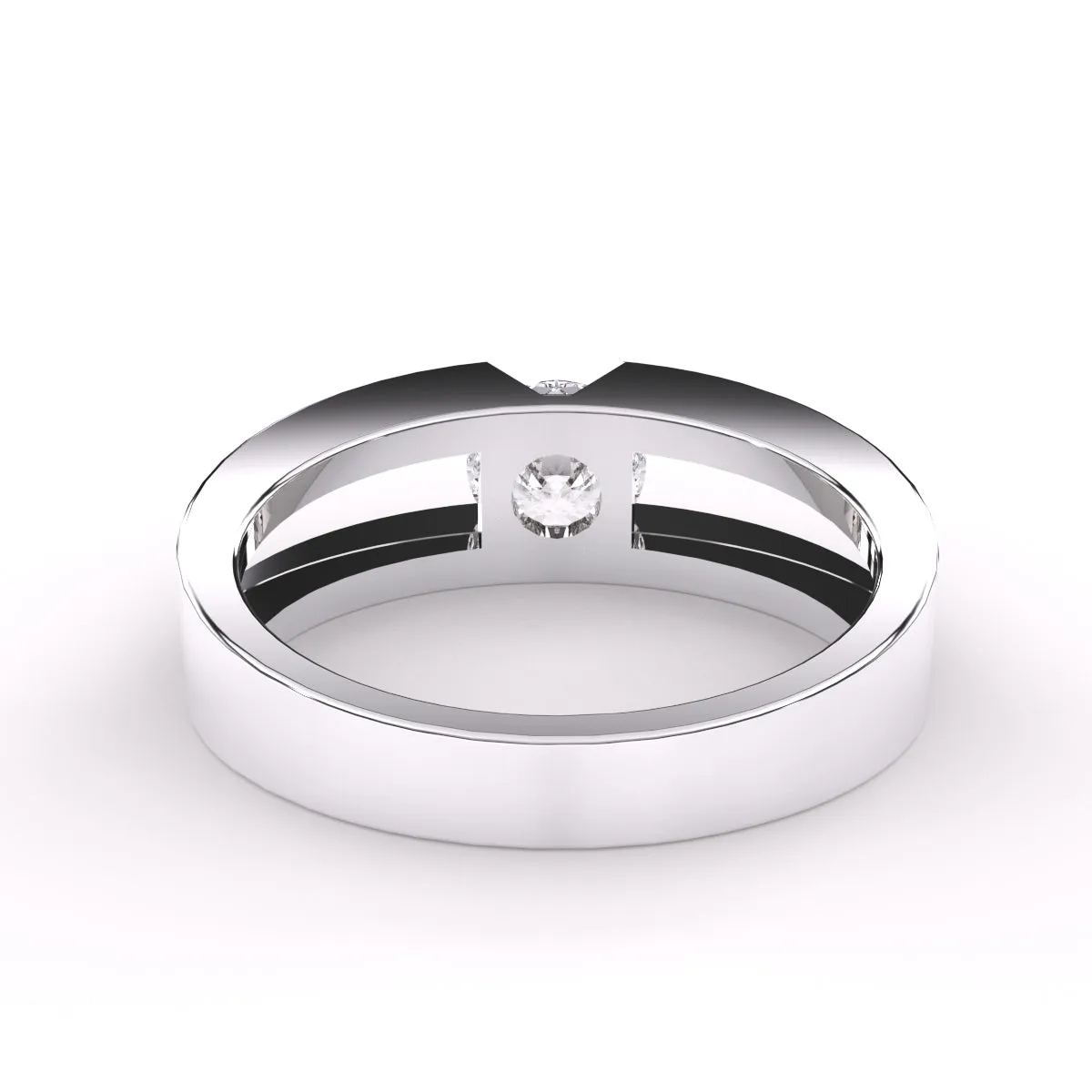 Trendy Round Solitaire Double Band Ring
