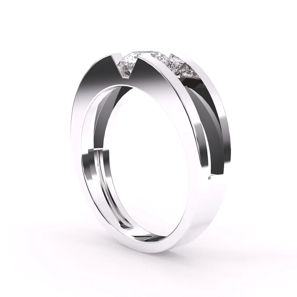 Trendy Round Solitaire Double Band Ring