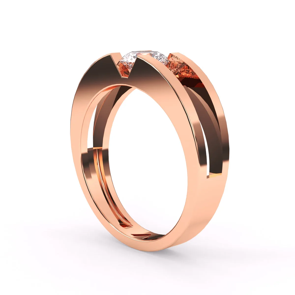 Trendy Round Solitaire Double Band Ring