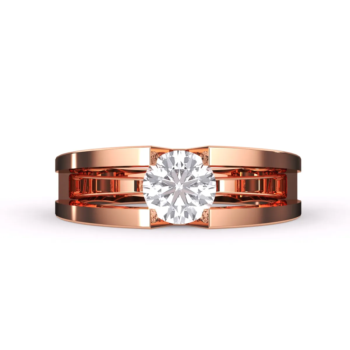 Trendy Round Solitaire Double Band Ring