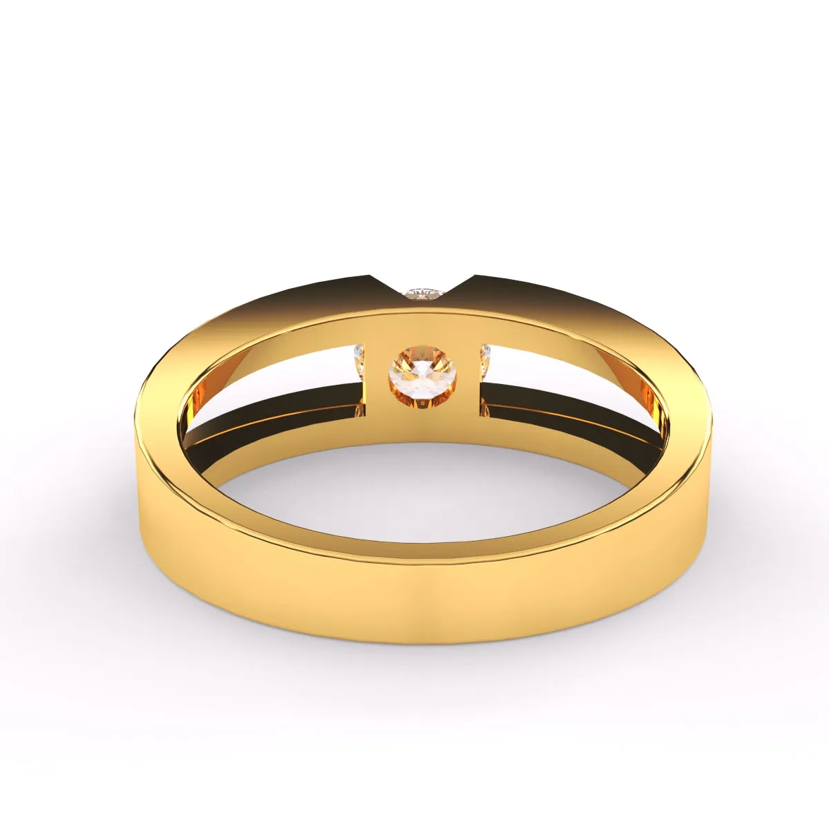 Trendy Round Solitaire Double Band Ring