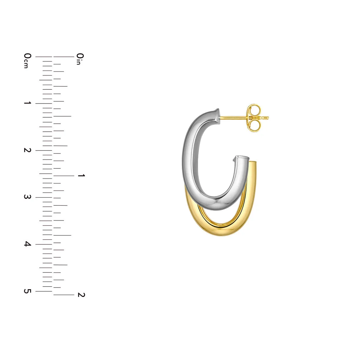 Two-Tone Side by Side D-Tube Open Hoop Earrings