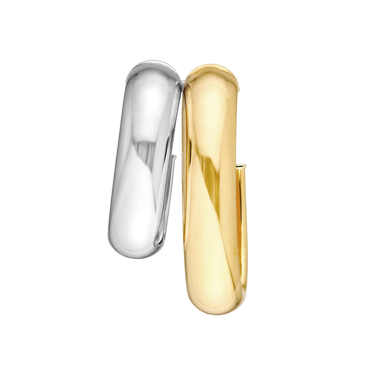 Two-Tone Side by Side D-Tube Open Hoop Earrings