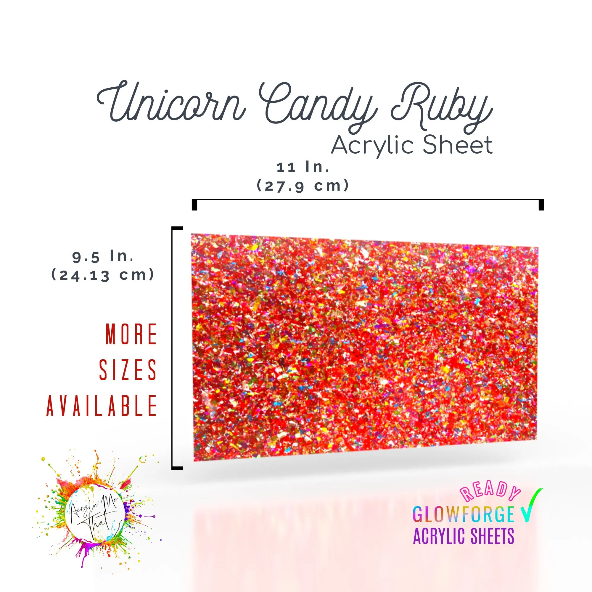 Unicorn Candy Ruby Glitter Cast Acrylic Sheet