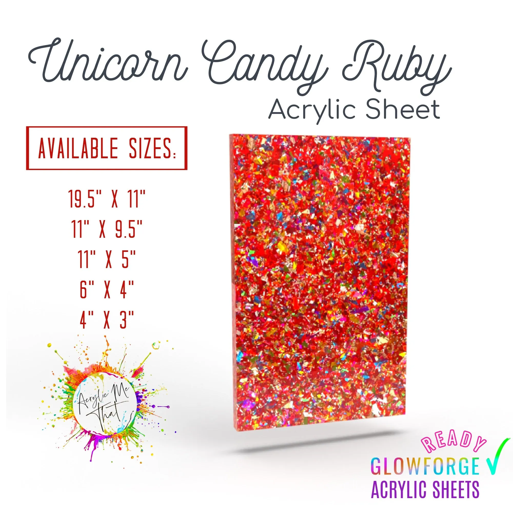 Unicorn Candy Ruby Glitter Cast Acrylic Sheet
