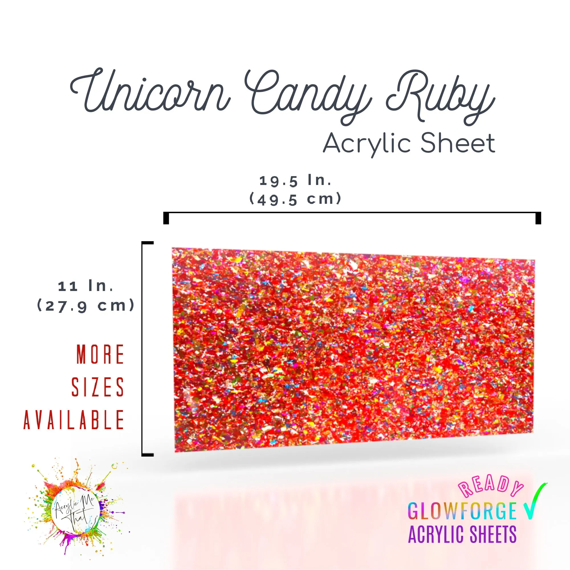 Unicorn Candy Ruby Glitter Cast Acrylic Sheet