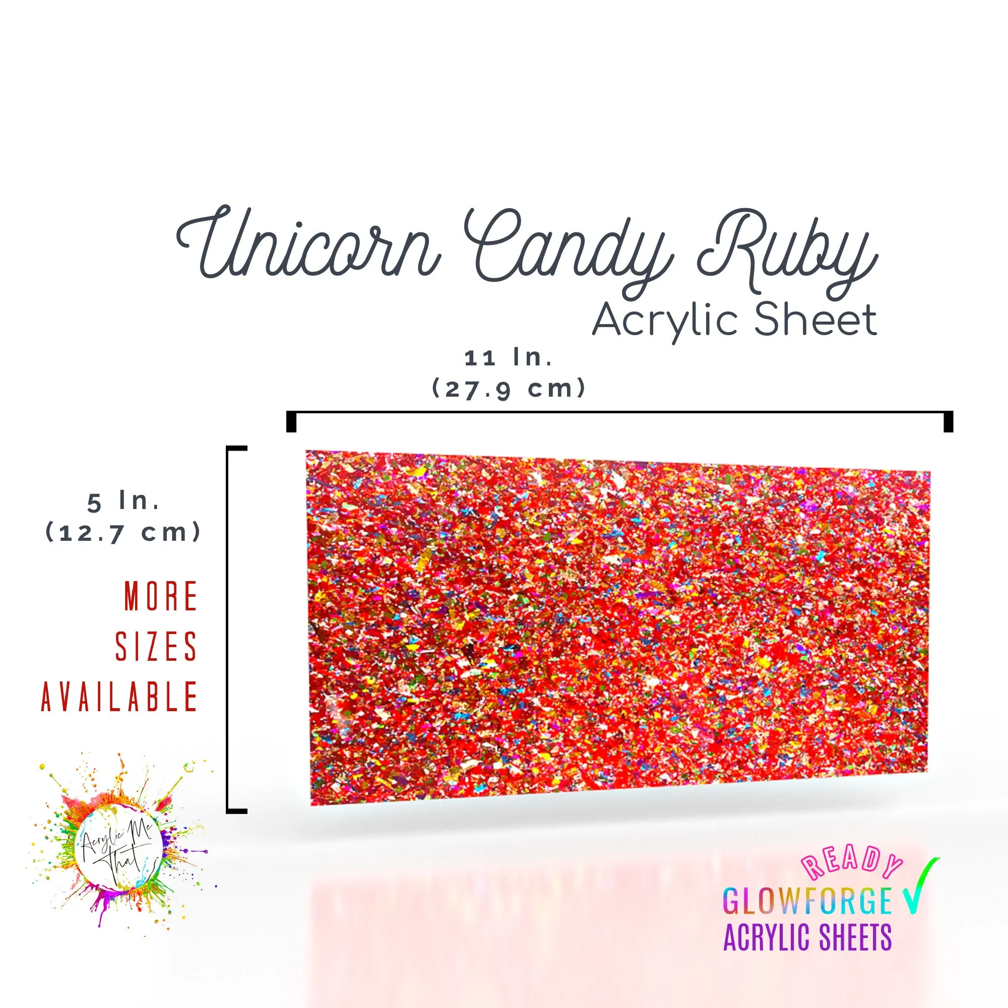 Unicorn Candy Ruby Glitter Cast Acrylic Sheet