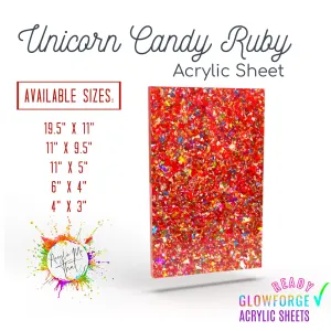 Unicorn Candy Ruby Glitter Cast Acrylic Sheet