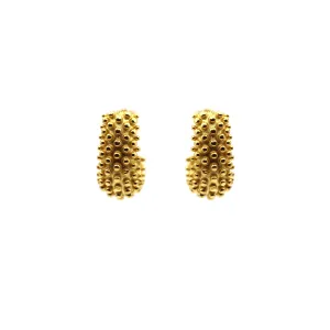 Unique Ball Textured Gold Hoop Earrings