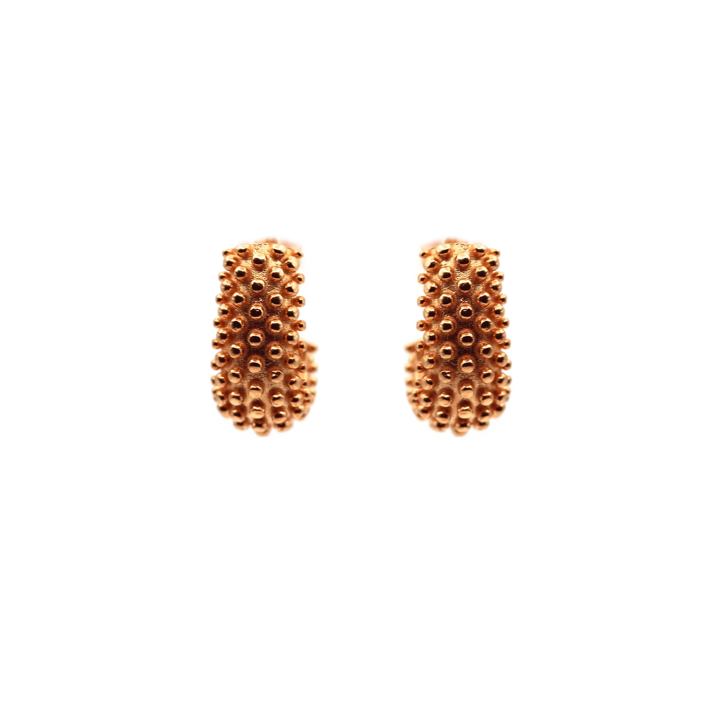 Unique Ball Textured Gold Hoop Earrings
