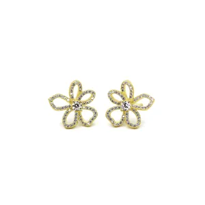 Unique Flower Line Gold Stud Earrings For Her