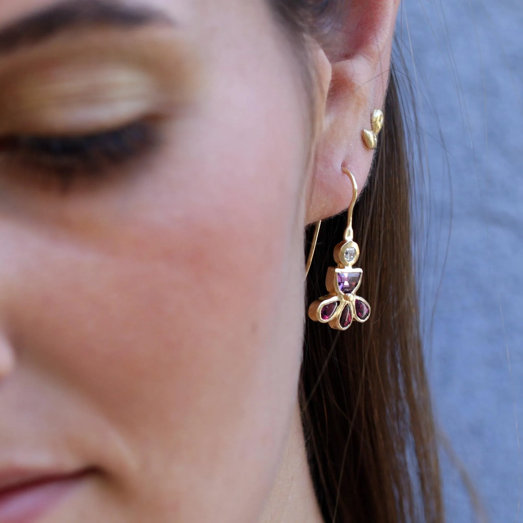 Unique Gemstones gold earrings