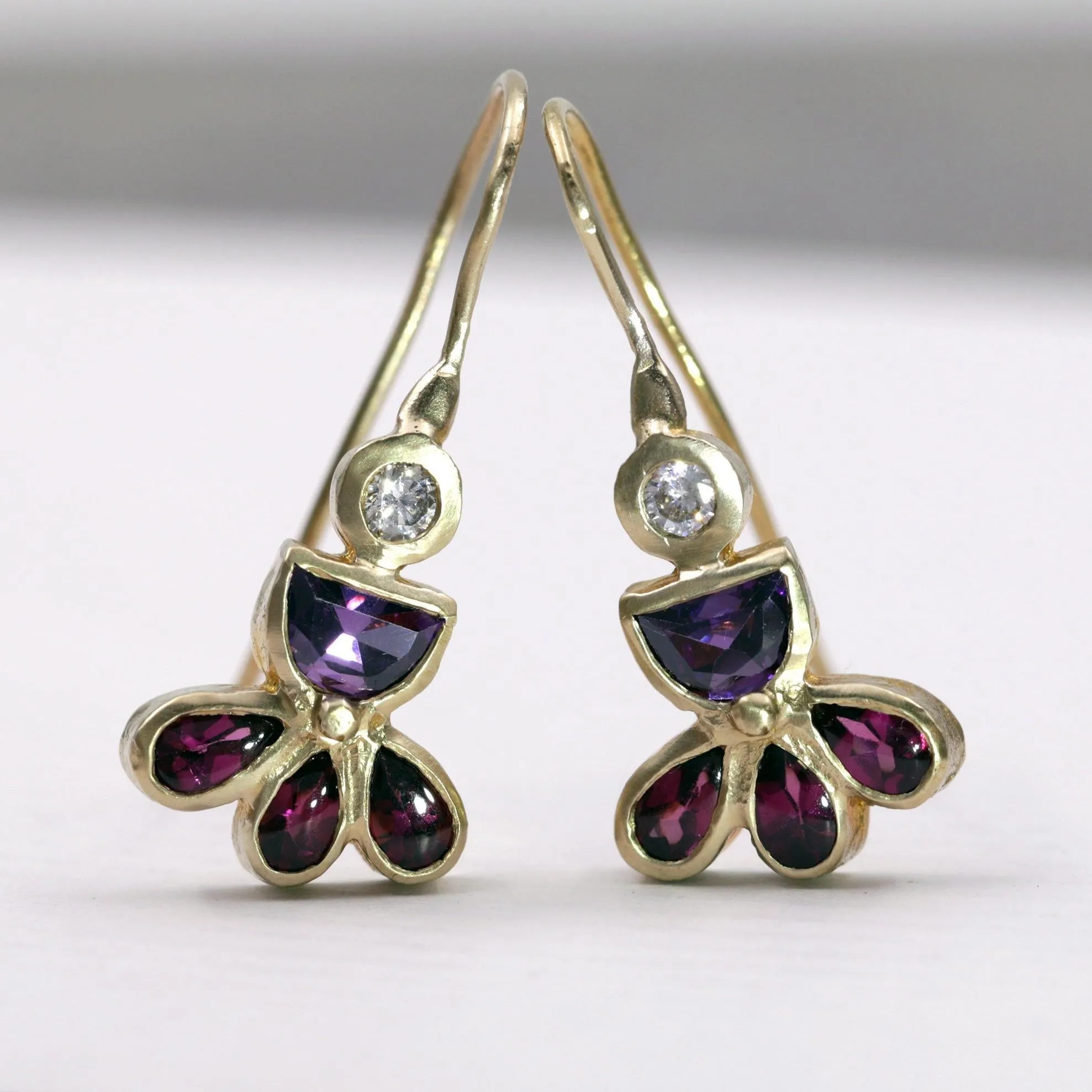 Unique Gemstones gold earrings