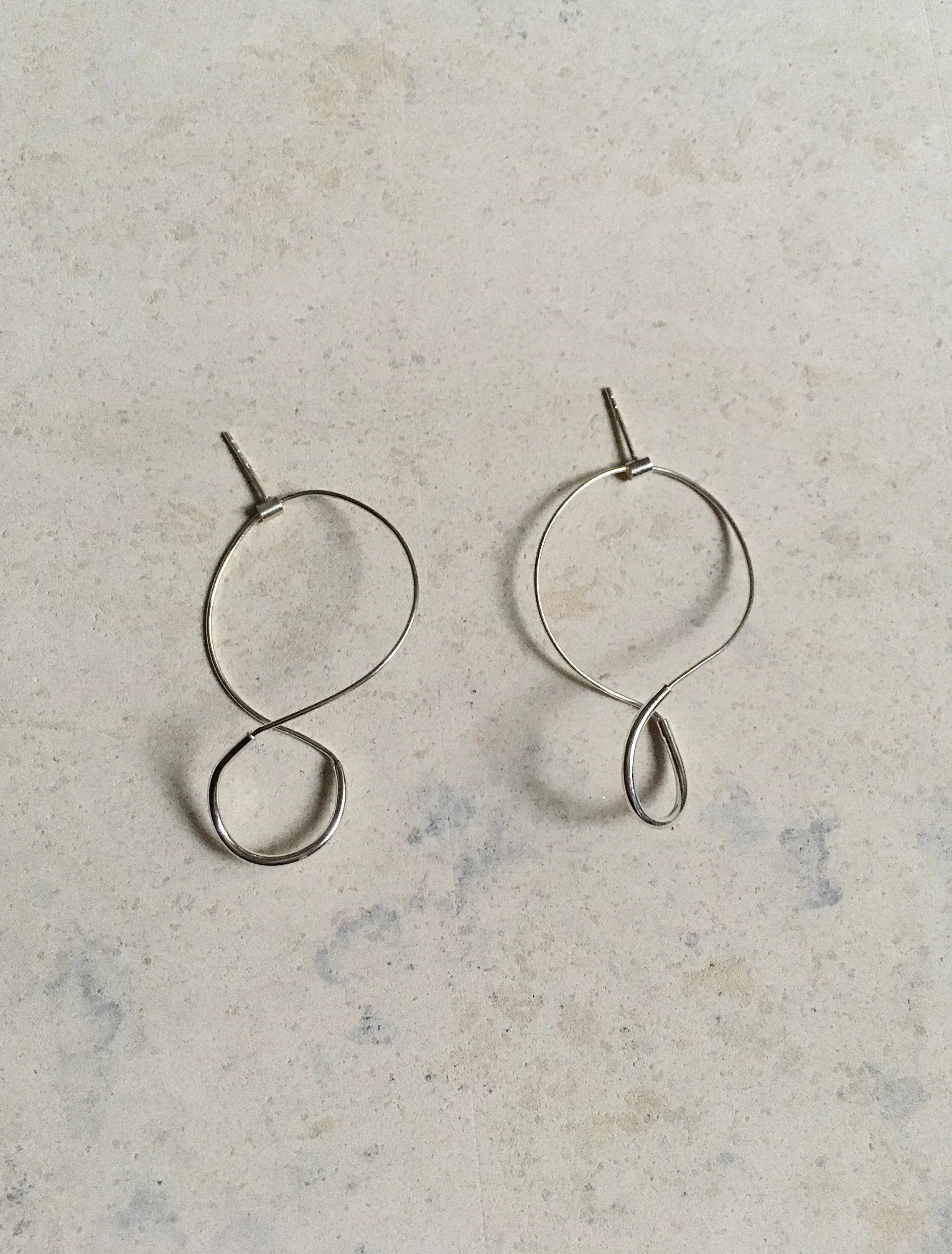 Unique hoops, statement  thin silver earrings,geometric earrings