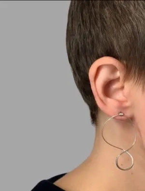 Unique hoops, statement  thin silver earrings,geometric earrings