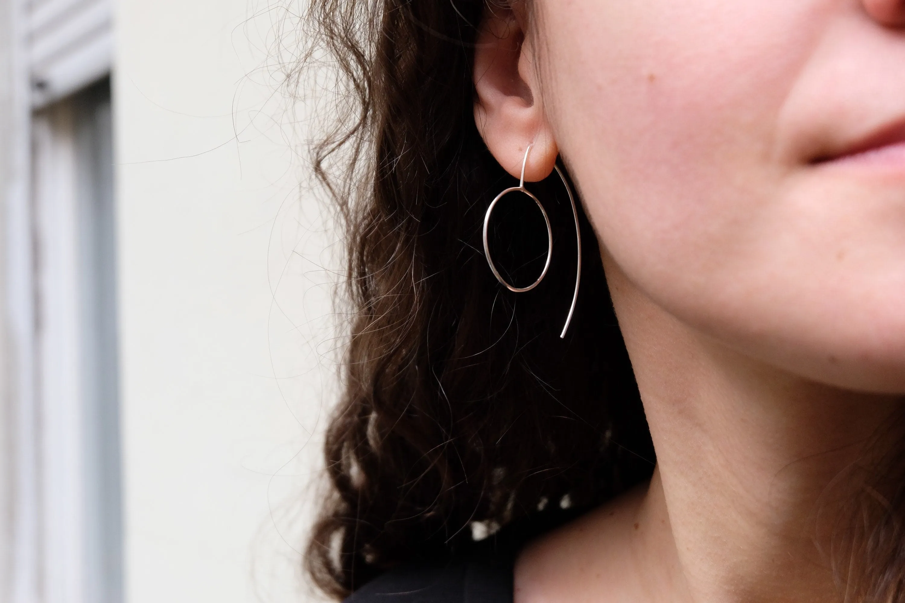 Unique hoops, statement  thin silver earrings,geometric,minimalist earrings