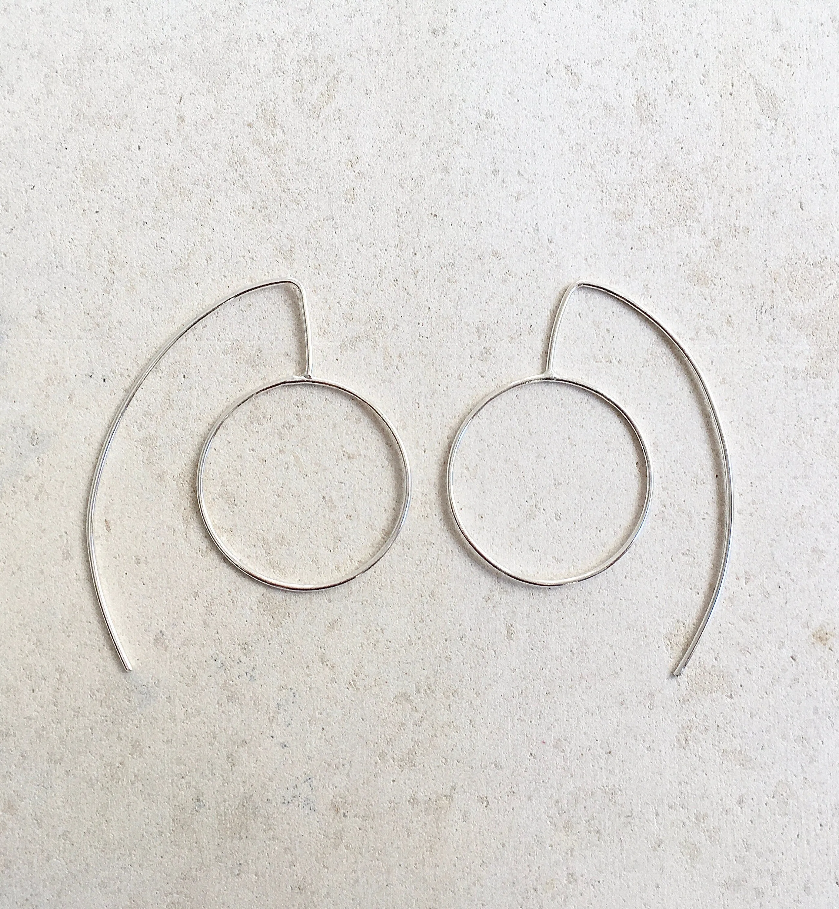 Unique hoops, statement  thin silver earrings,geometric,minimalist earrings