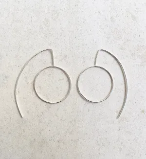 Unique hoops, statement  thin silver earrings,geometric,minimalist earrings